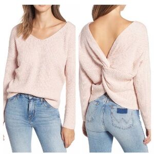 ASTR The Label Cotton Candy Pink Twist-Back V-Neck Sweater Size Small